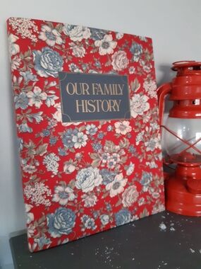 Cottagecore Our Family History Floral Memory Book - Red & Blue Cover